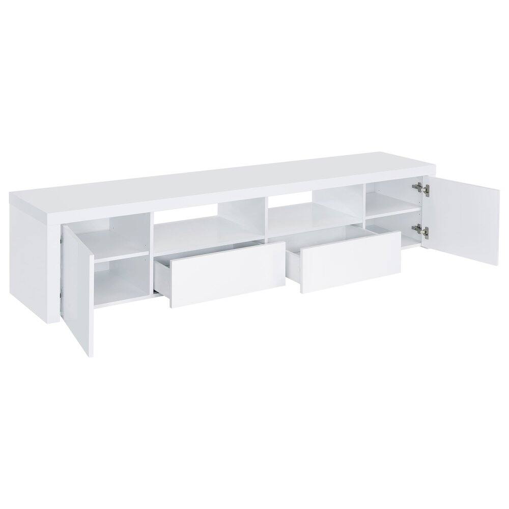 Alt View 2. Coaster Co. of America - Jude 2-door Engineered Wood 79" TV Stand High Gloss White - White.