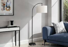 APRILSOUL - Lighting 65inh Floor Lamp Metal Ivory / Cream Shade Contemporary - Black