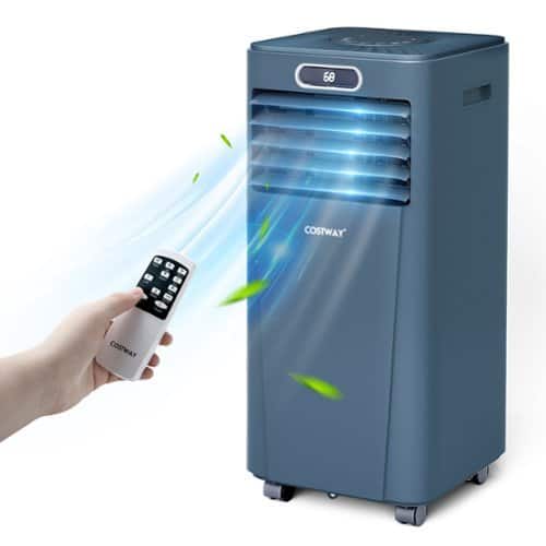 Costway - 8000 BTU Portable Air Conditioner w/ Remote Control 3-in-1 Air Cooler w/ Drying - Dark Blue