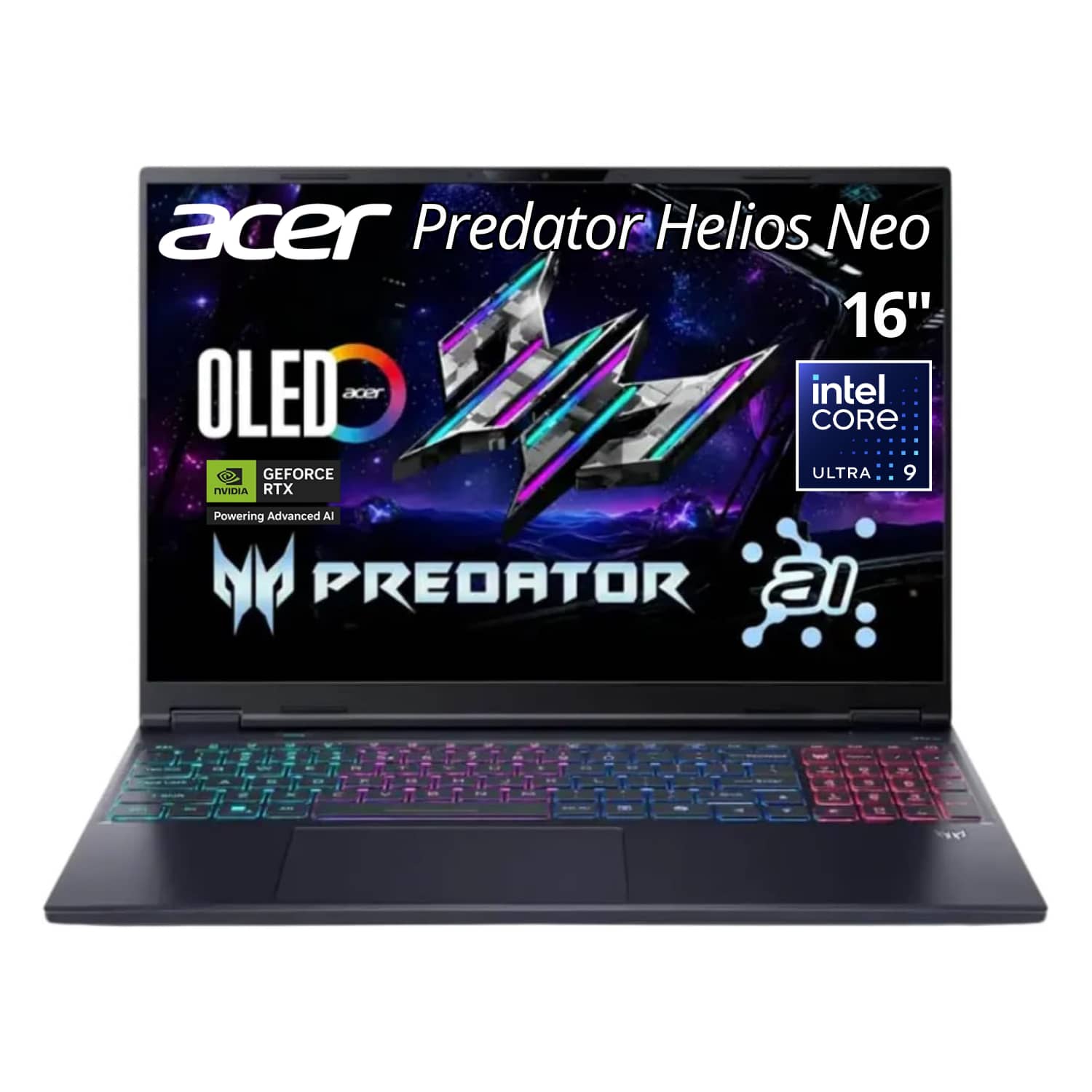 Acer - Predator Helios Neo 16 AI 16" Gaming Laptop WQXGA Intel Core Ultra 9 275HX 64GB 2TB SSD RTX 5070 Ti PHN16-73-95NT - Black