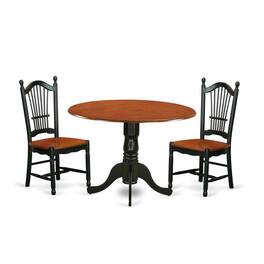 East West Furniture - Dining Room Set Black & Cherry - Brown