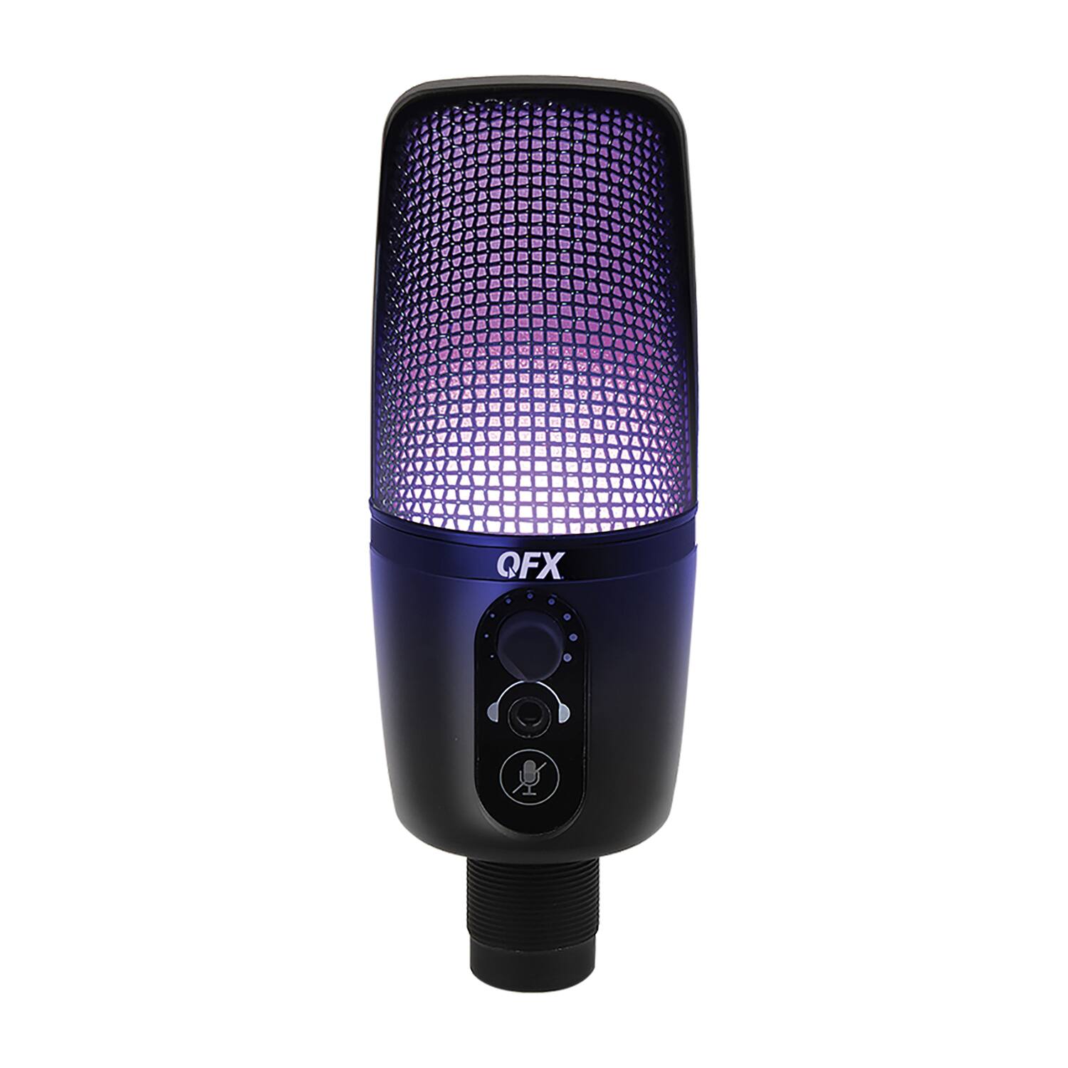 Alt View 4. QFX - M-192 Ultra-High-Resolution USB Microphone, RGB Studio Lights, Desk Tripod Stand - Black.