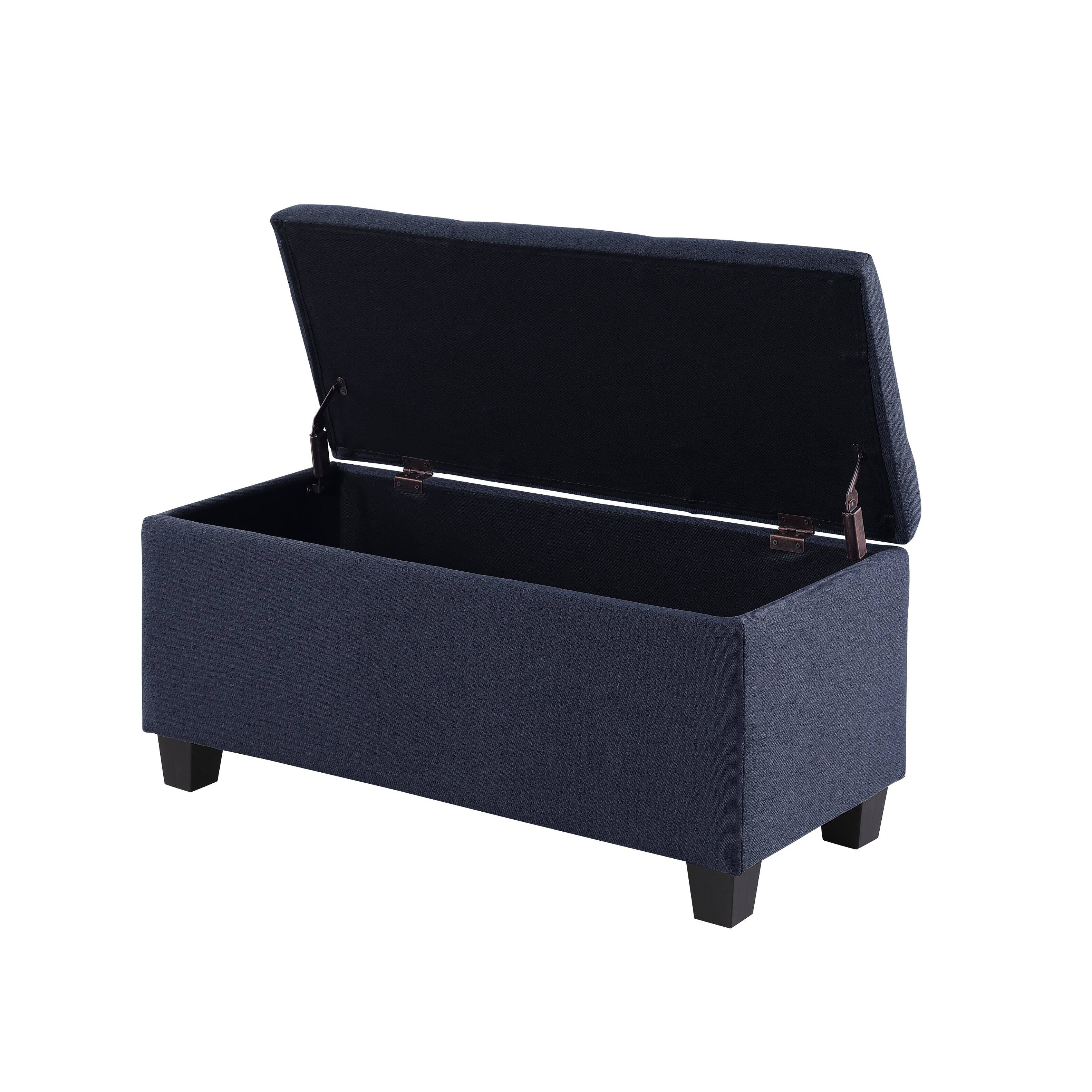 Alt View 3. Ropilly - Ropilly Three in One Storage Ottoman Bench Set Tufted Linen Entryway Bench - Blue.
