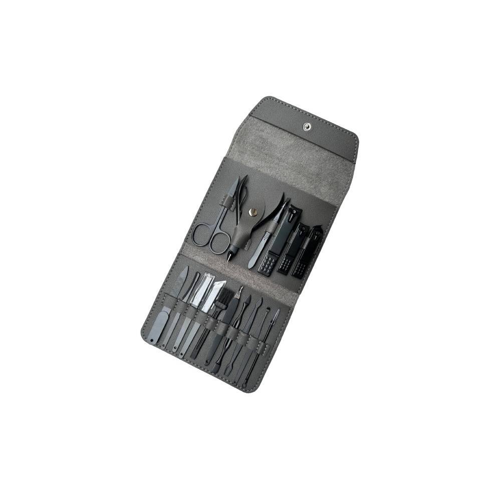 Front. Beauty Hub Ecommerce - Gray Portable Travel Case Nail Kit - Gray.