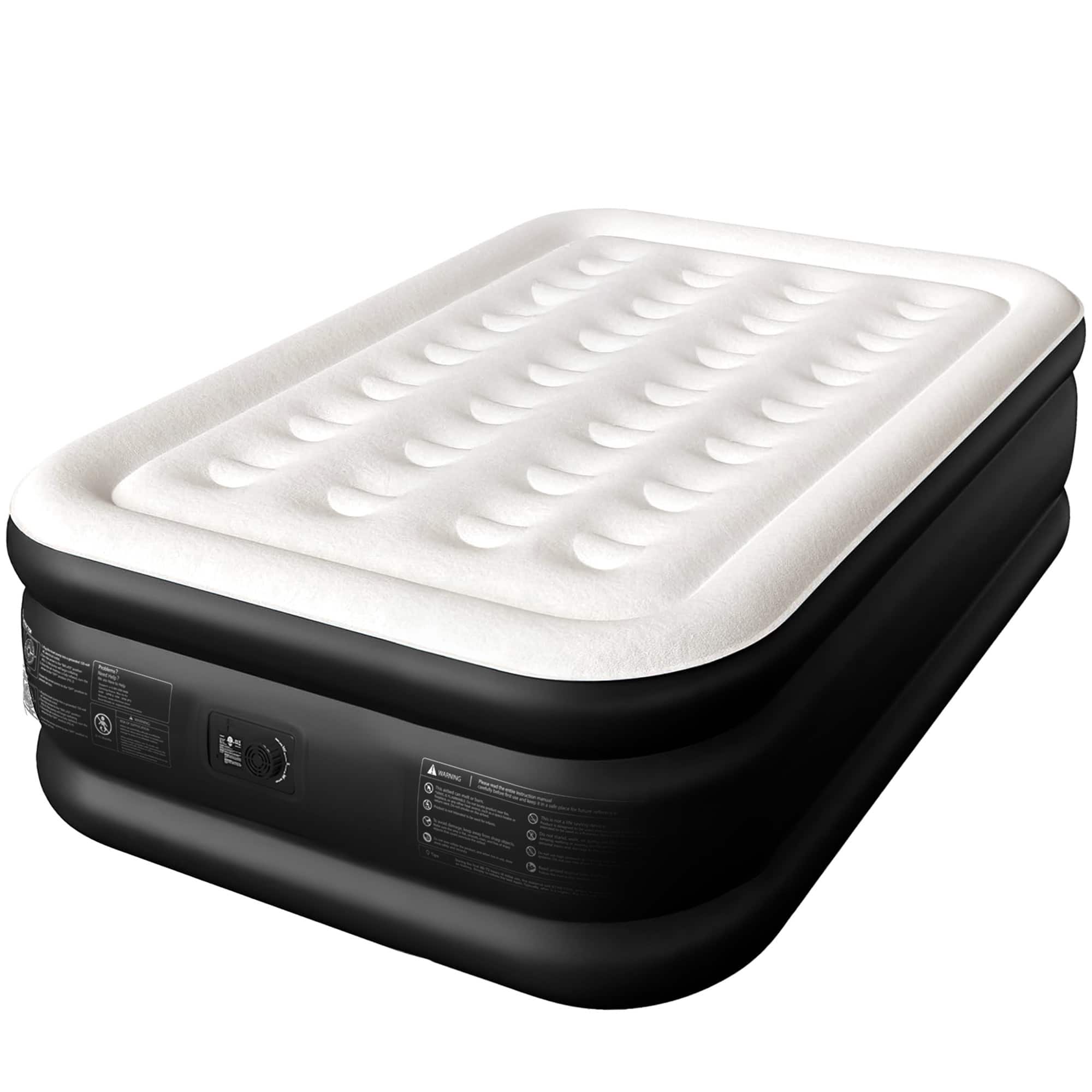 Cherimor - 18" Full Air Mattress, Built-In Pump, Raised, Auto Inflate, Carrying Case, 600 lb Capacity - Black