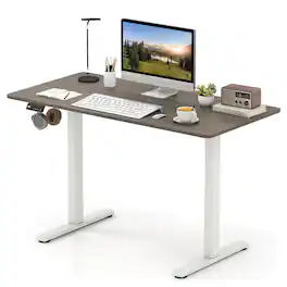 Costway - 48" x 24" Electric Standing Desk with LED Display 2 Memory Height Settings for Home - Gray+White
