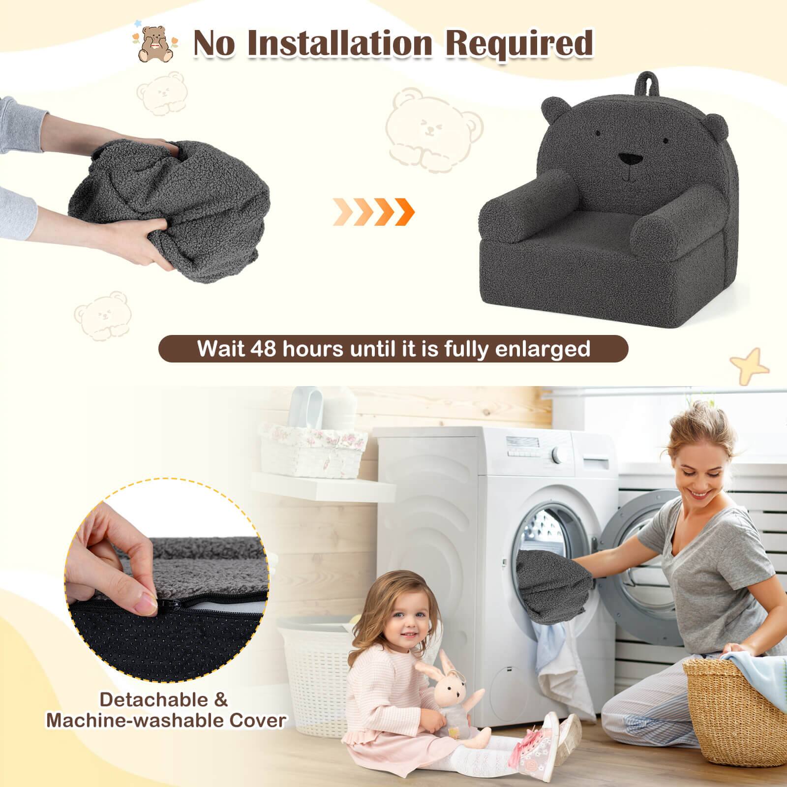 No Installation Required  
Wait 48 hours until it is fully enlarged  
Detachable & Machine-washable Cover