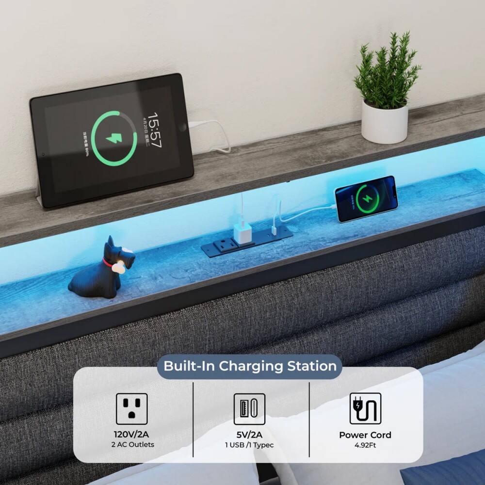 420 15:57 -. Built-In Charging Station 120V/2A 2 AC Outlets 5V/2A 1 USB Typec Power Cord 4.92Ft