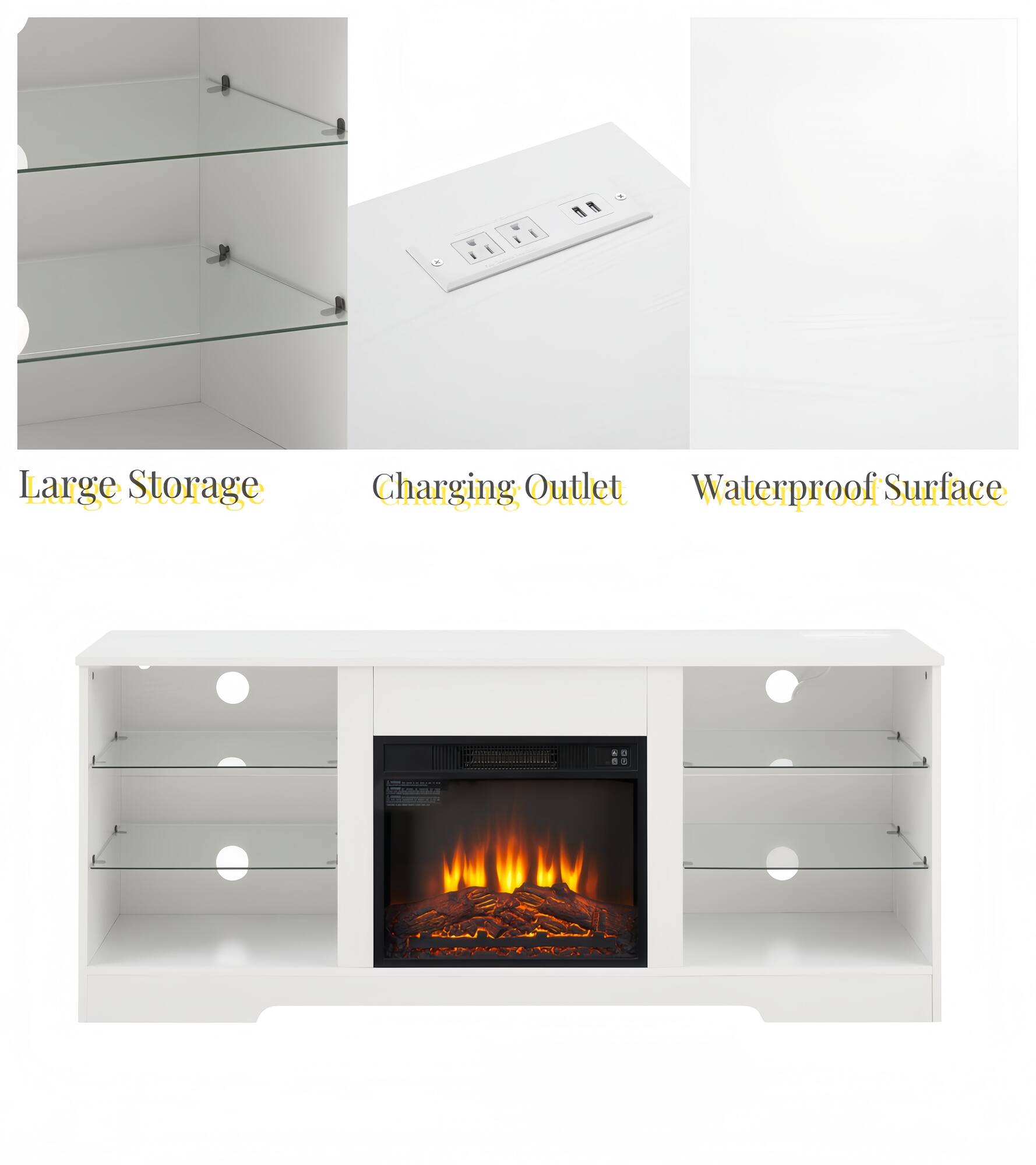 Large Storage  
Charging Outlet  
Waterproof Surface