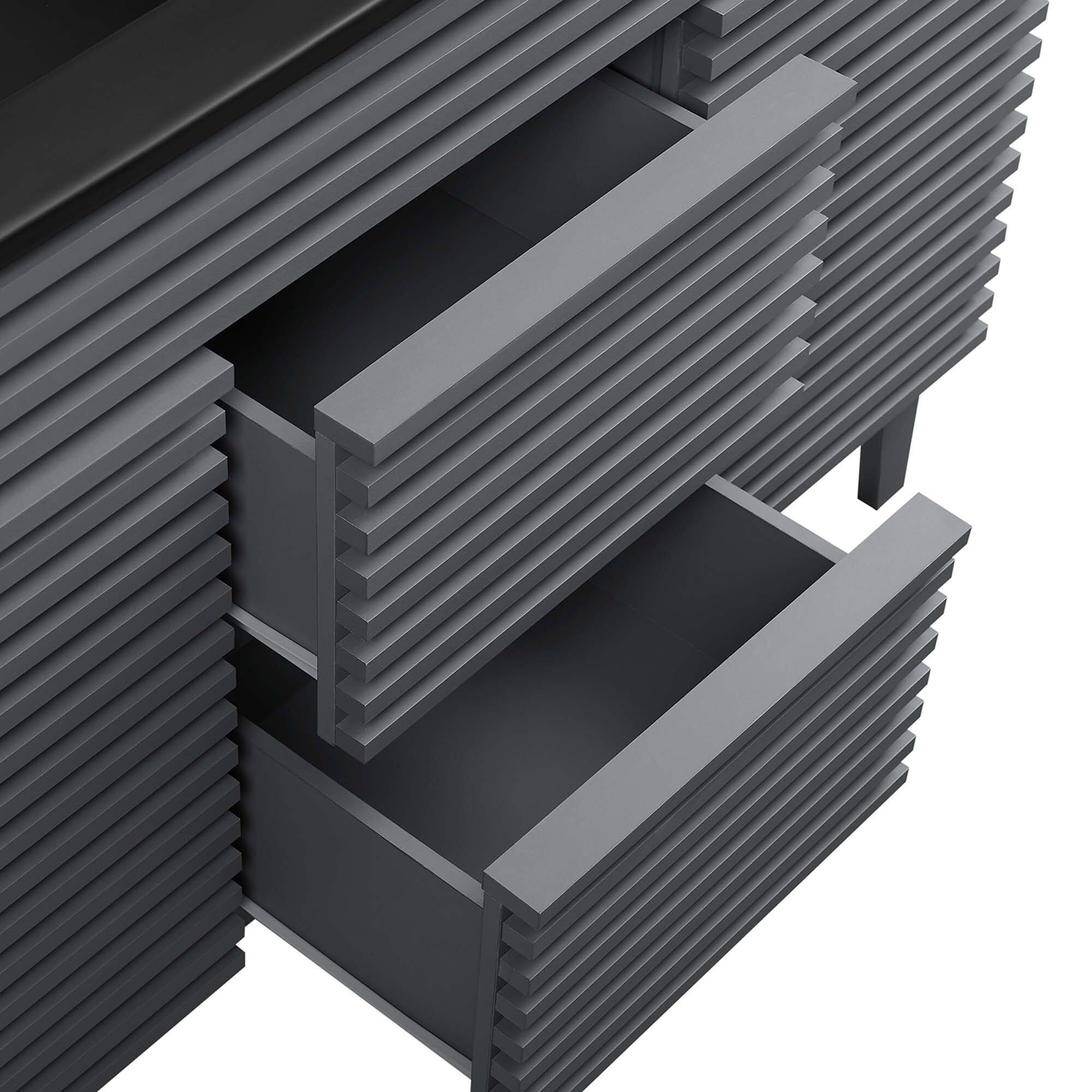 Alt View 6. Modway - Render 48" Bathroom  Vanity with Black Basin Included - Gray Black.
