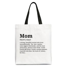 OrnamentallyYou - Personalized Mom Definition Canvas Tote Bag, Funny Mothers Day Gift Shopper - White Black
