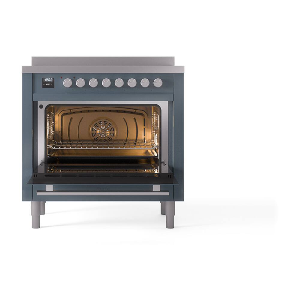 Alt View 4. ILVE - ILVE Professional Plus II 36 inch Induction Range with 6 Induction Elements (Blue Grey) - Blue Grey.