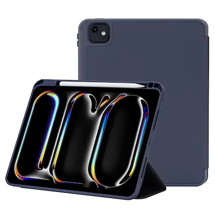 Front. Vena - For Apple iPad Pro 11 Inch Case with Pencil Holder, iPad Pro M4 11 Inch Case Cover (2024) with Slim Trifold Stand, Blue - Blue.