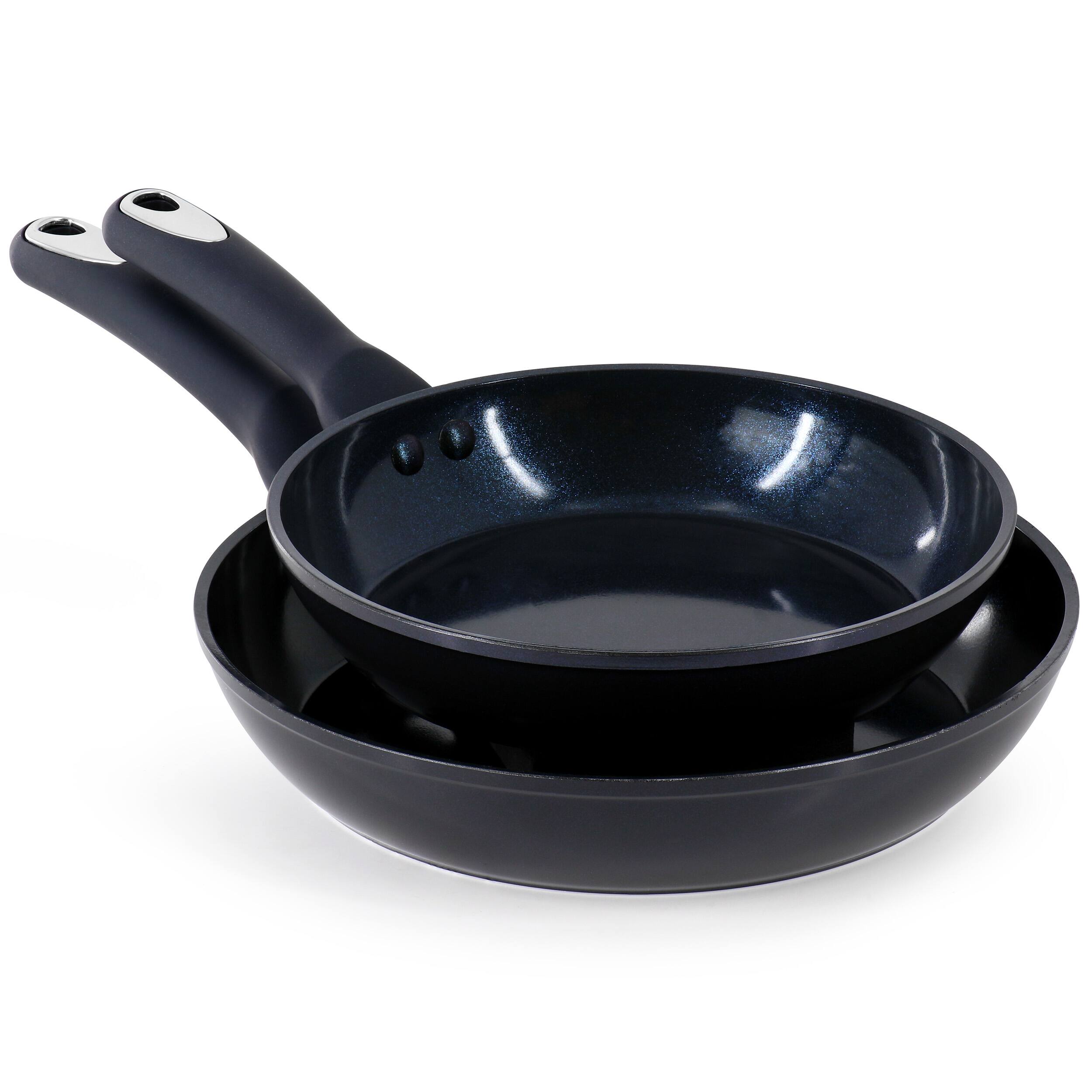 Alt View 3. Oster - Oster Hawke 14 Piece Ceramic Nonstick Cookware Set in Dark Blue - Dark Blue.