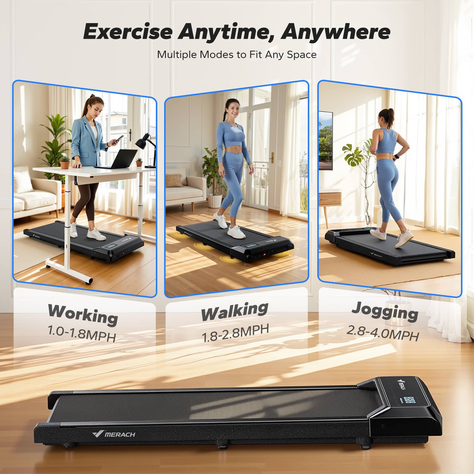 MERACH Walking Pad Under Desk 2 in 1 Treadmill for Home & Office