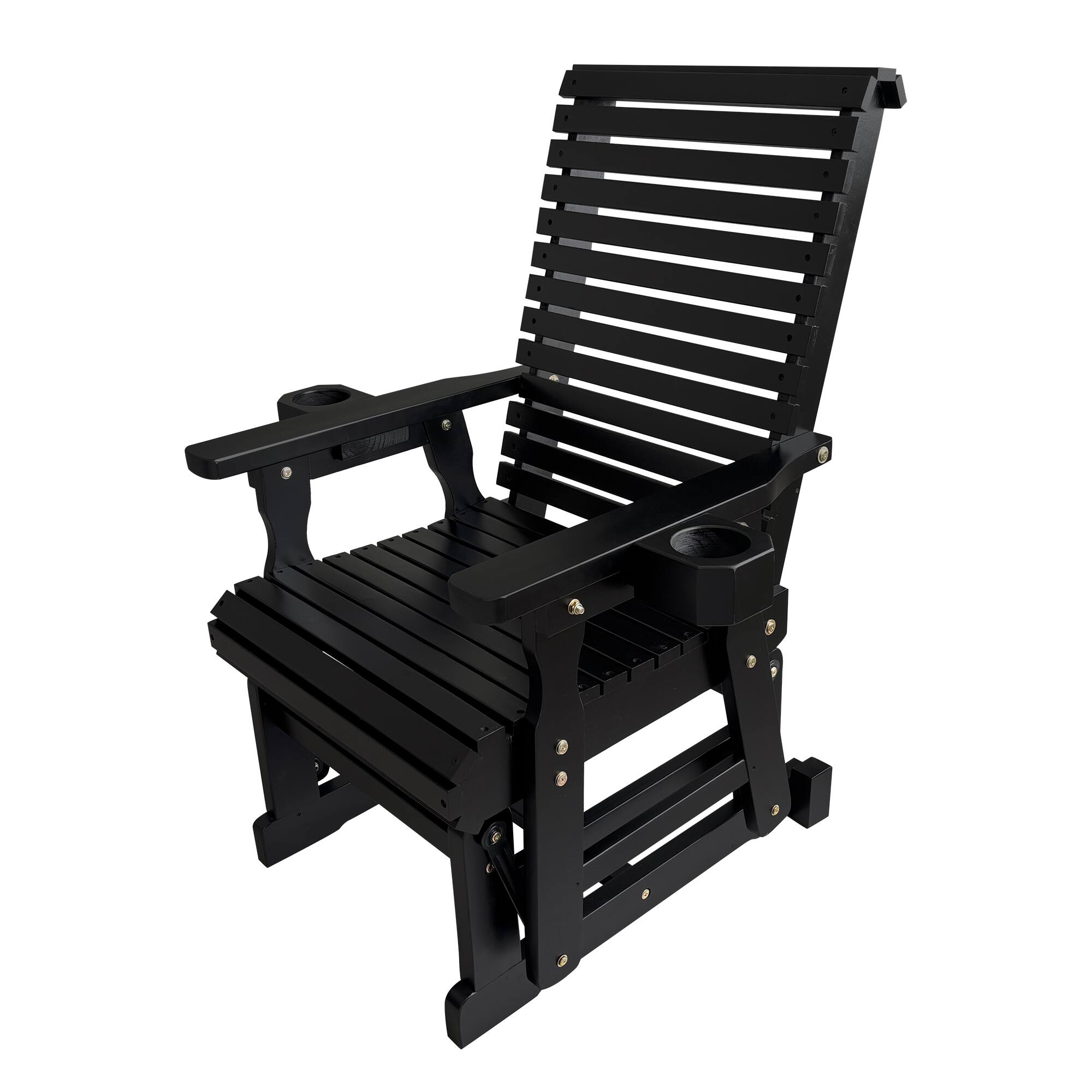 Alt View 5. Fortune Candy - Wooden Patio Glider w/High Back & Deep Contoured Seat, Solid Fir Wood, Heavy-Duty 600 lbs(1 Searter, 2 Pack) - Black.