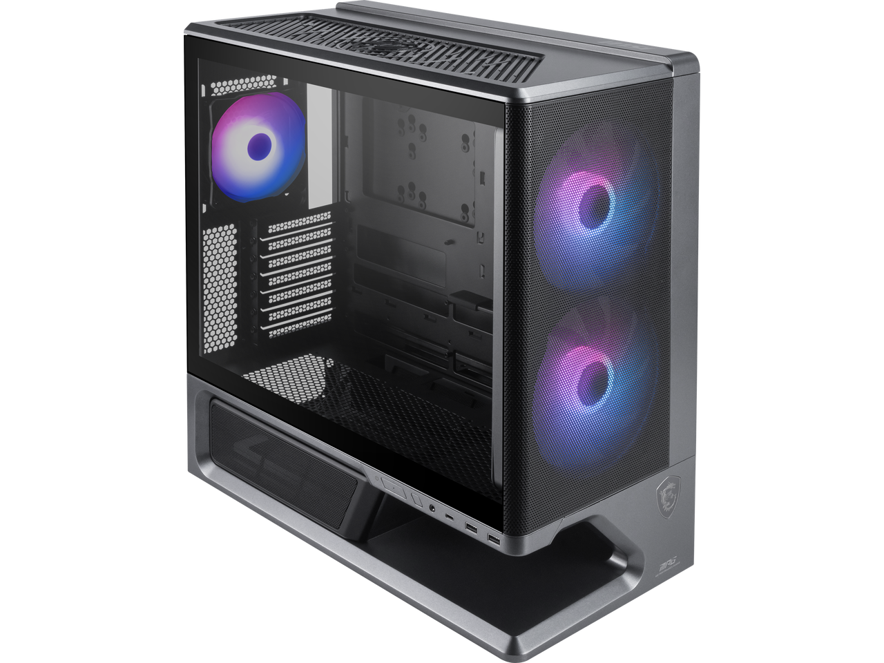 Front. MSI - MSI MPG VIXTA 300R AIRFLOW PZ Mid-Tower ATX Case - Mesh Front, Dual 160mm Fans, 360mm Radiator, 420mm GPU - Black - Black.