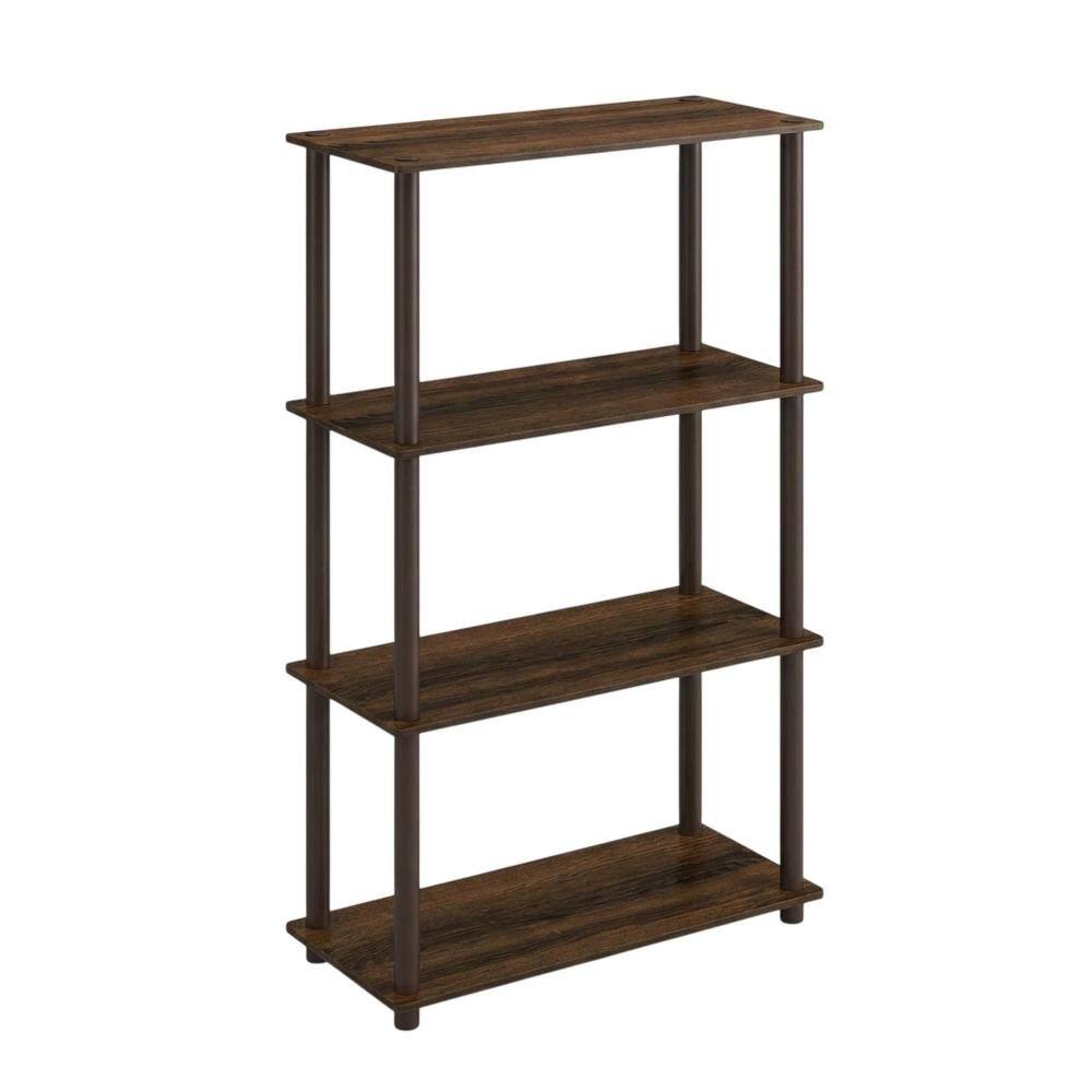 FurniFact - Wooden bookcase with versatile storage for home or office use - Walnut/Brown