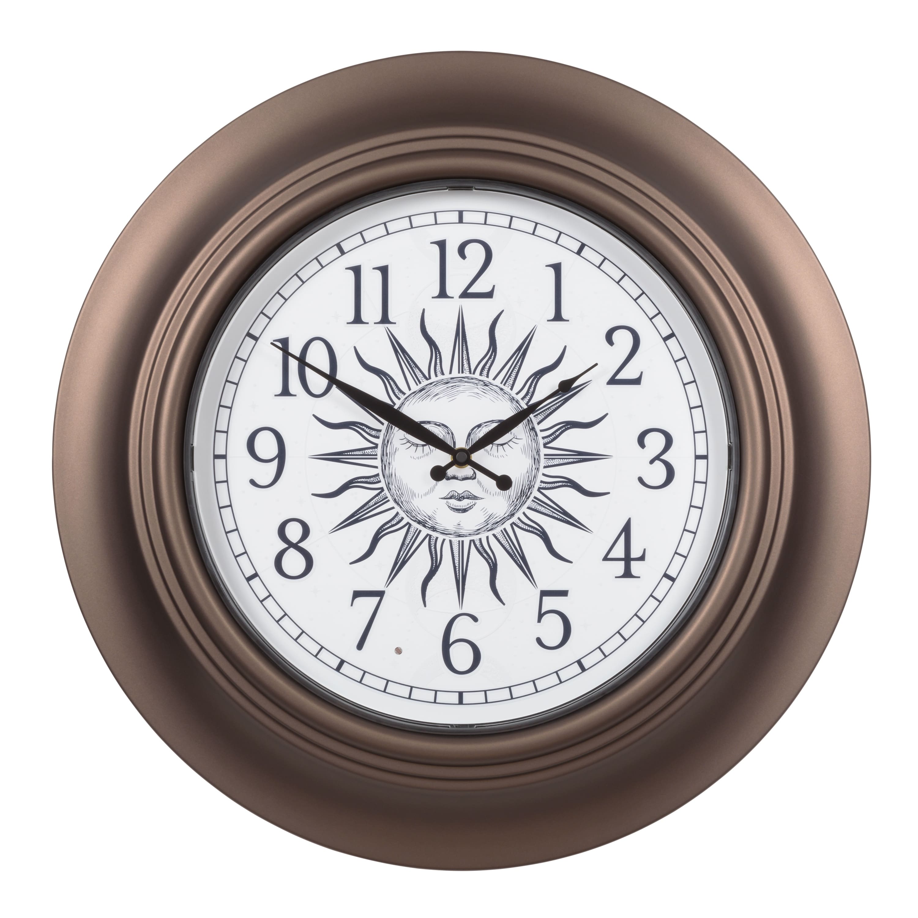 La Crosse Clock Co. - 21 inch Indoor/Outdoor Lighted Dial of Sun/Moon Quartz Analog Wall Clock - Brown