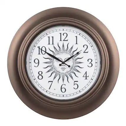 Front. La Crosse Clock Co. - 21 inch Indoor/Outdoor Lighted Dial of Sun/Moon Quartz Analog Wall Clock - Brown.
