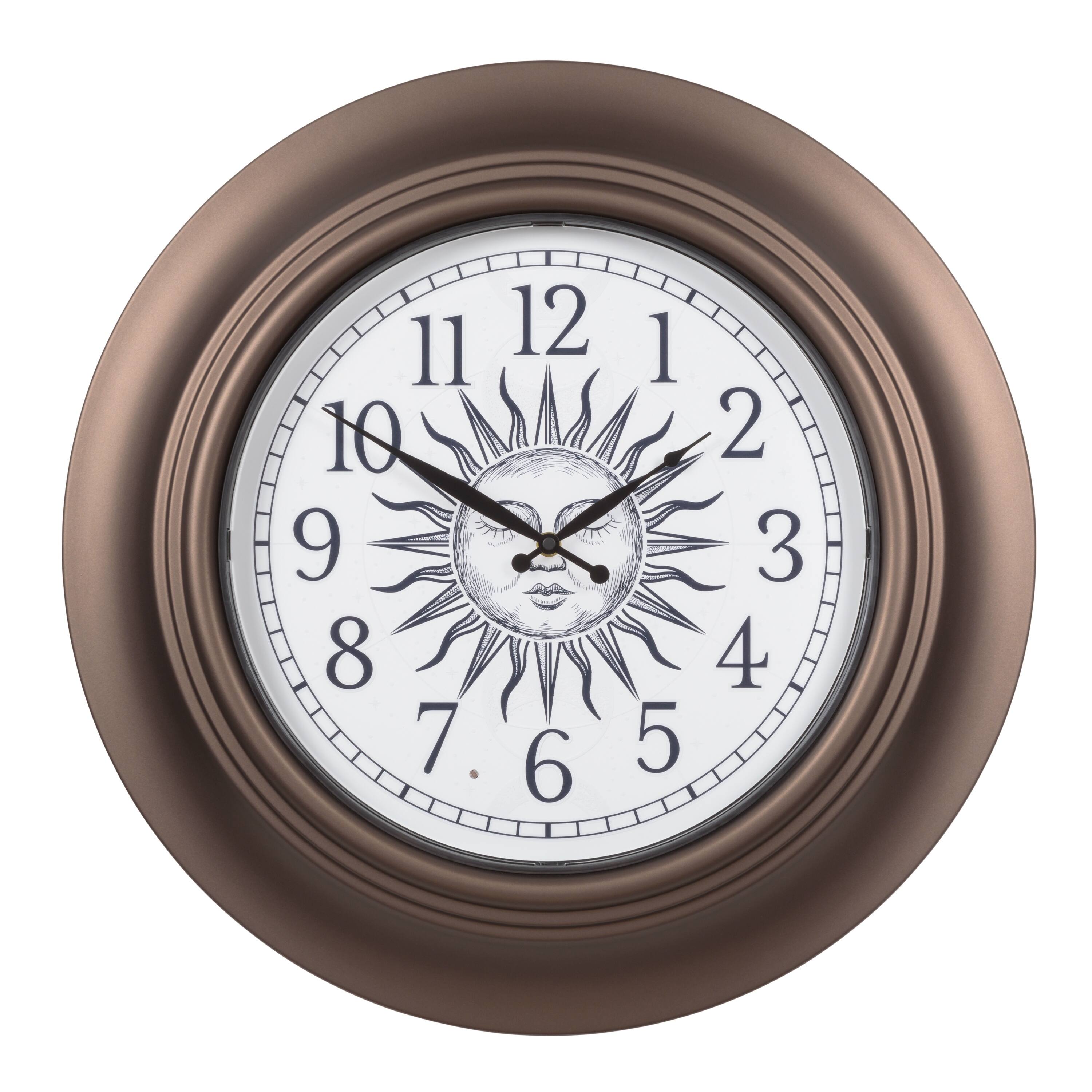 Front. La Crosse Clock Co. - 21 inch Indoor/Outdoor Lighted Dial of Sun/Moon Quartz Analog Wall Clock - Brown.