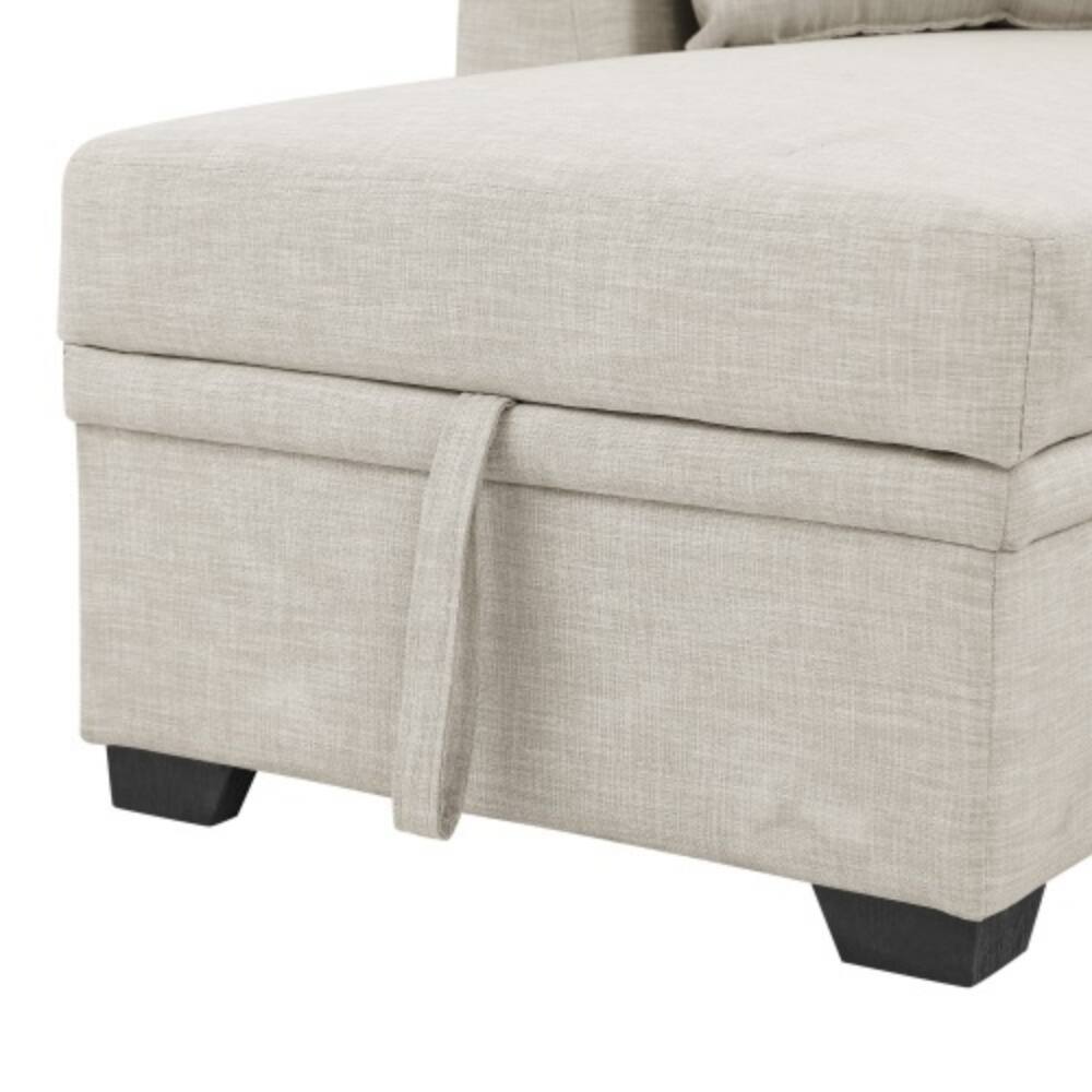 Alt View 1. LUCKY ONE - L-Shaped Modular Sleeper Sectional Sofa Bed with Pull-Out Bed, Hidden Storage, Tufted Cushions - Beige.
