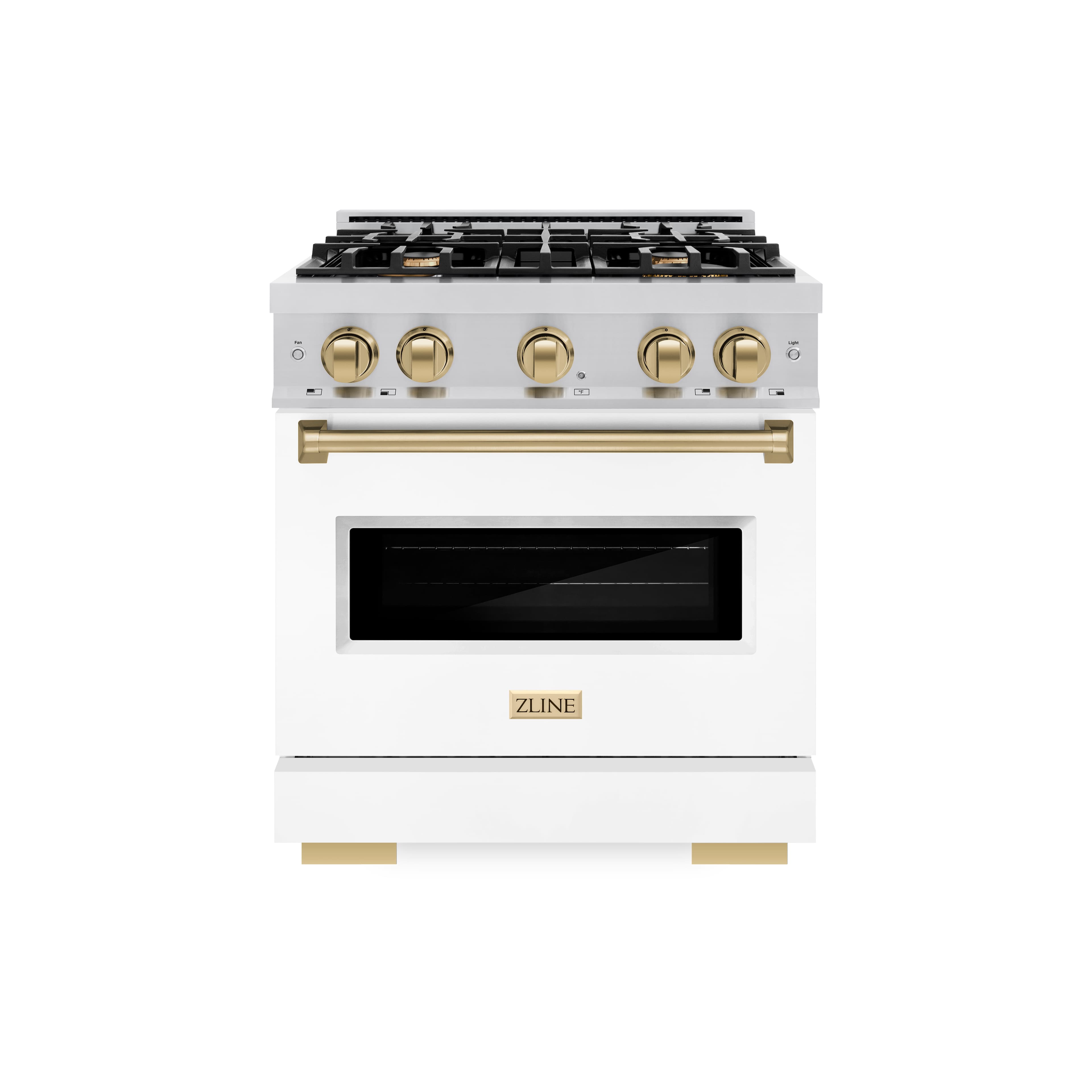 Front. ZLINE - Autograph 30" Classic Dual Fuel Range with Bronze Accents (CDRZ-WM-30-CB) - White.