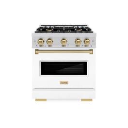 ZLINE - Autograph 30" Classic Dual Fuel Range with Bronze Accents (CDRZ-WM-30-CB) - White