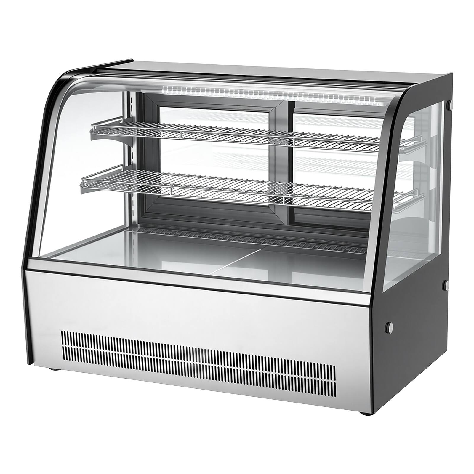 Alt View 5. VEVOR - Refrigerated Display Case, 5 Cu.Ft./145L Countertop Pastry Display Case, 2-Tier Commercial Cake Refrigerator with LED - White + Black.