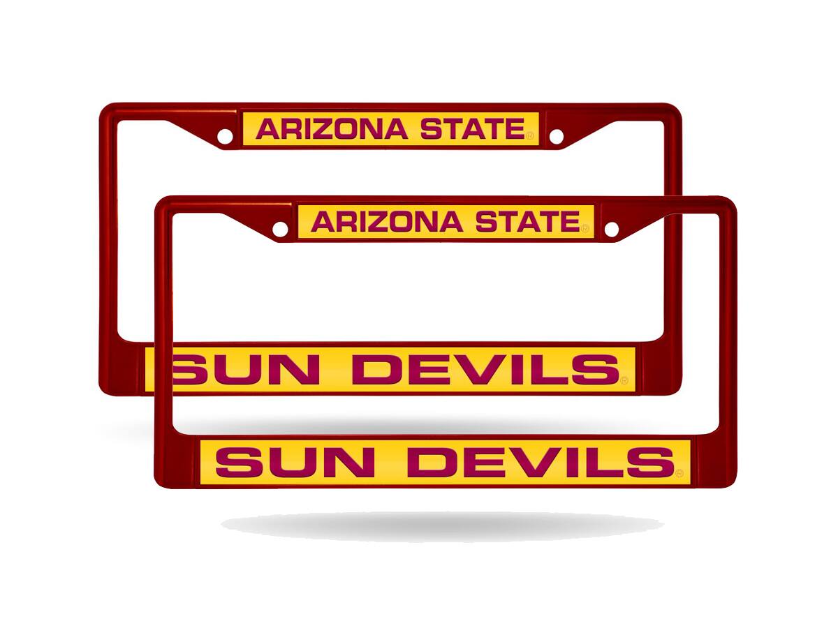 Arizona State Sun Devils (Set of 2) Maroon Painted Metal Laser Cut License Plate Frames