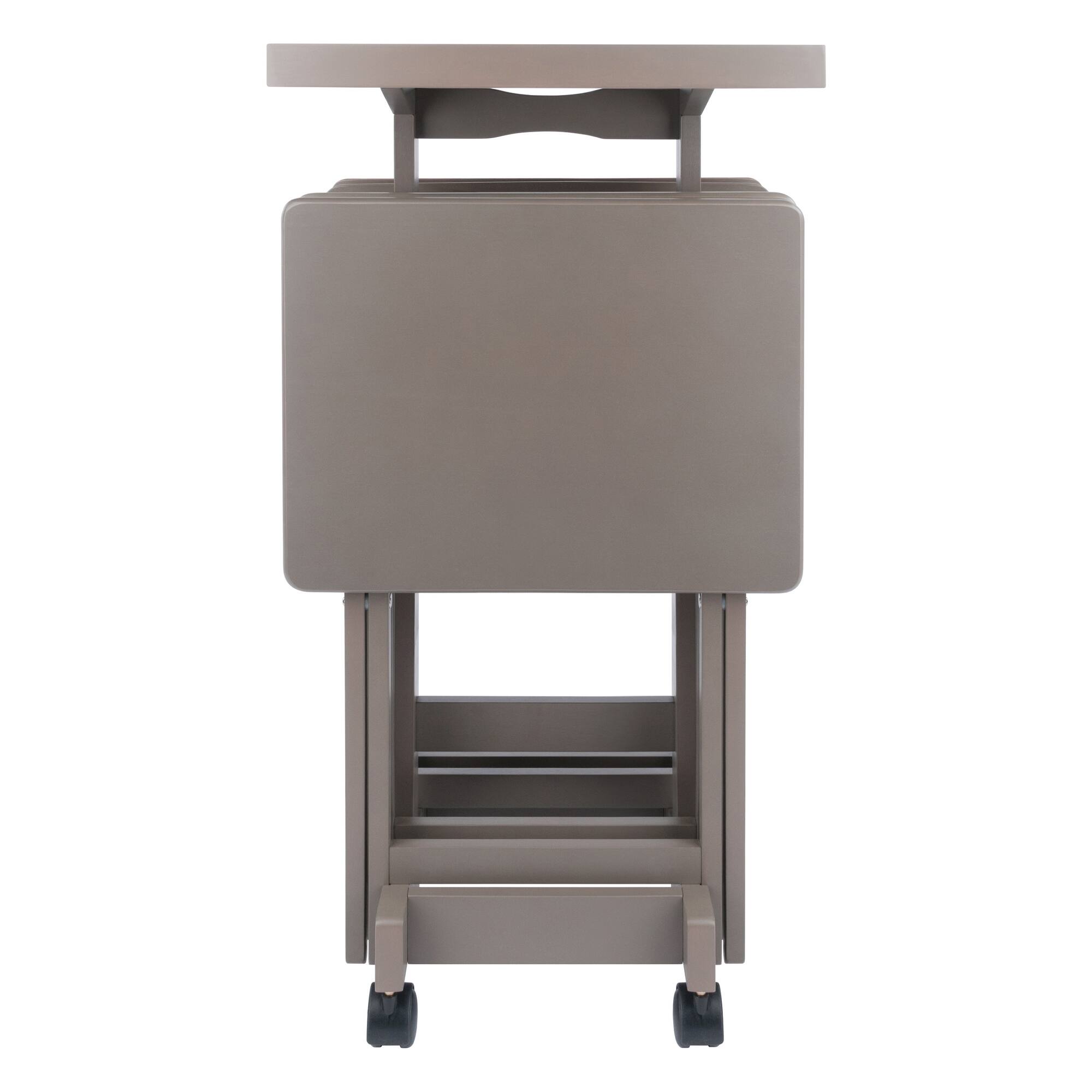 Alt View 4. Winsome Wood - Isabelle 6-Pc Snack Table Set with Removable Serving Tray - Oyster Gray.