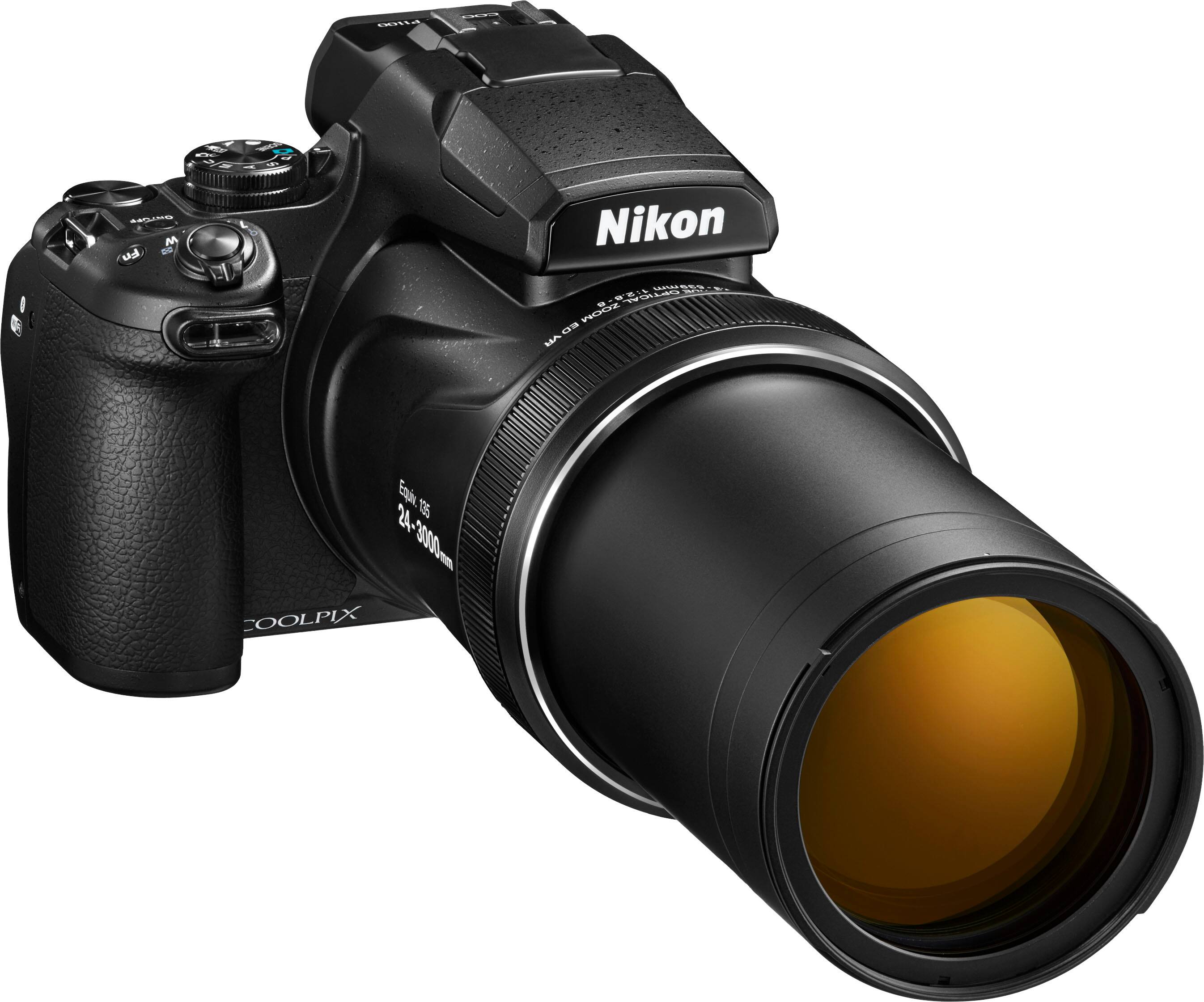Nikon Coolpix P900 24-3000mm camera with a black lens.