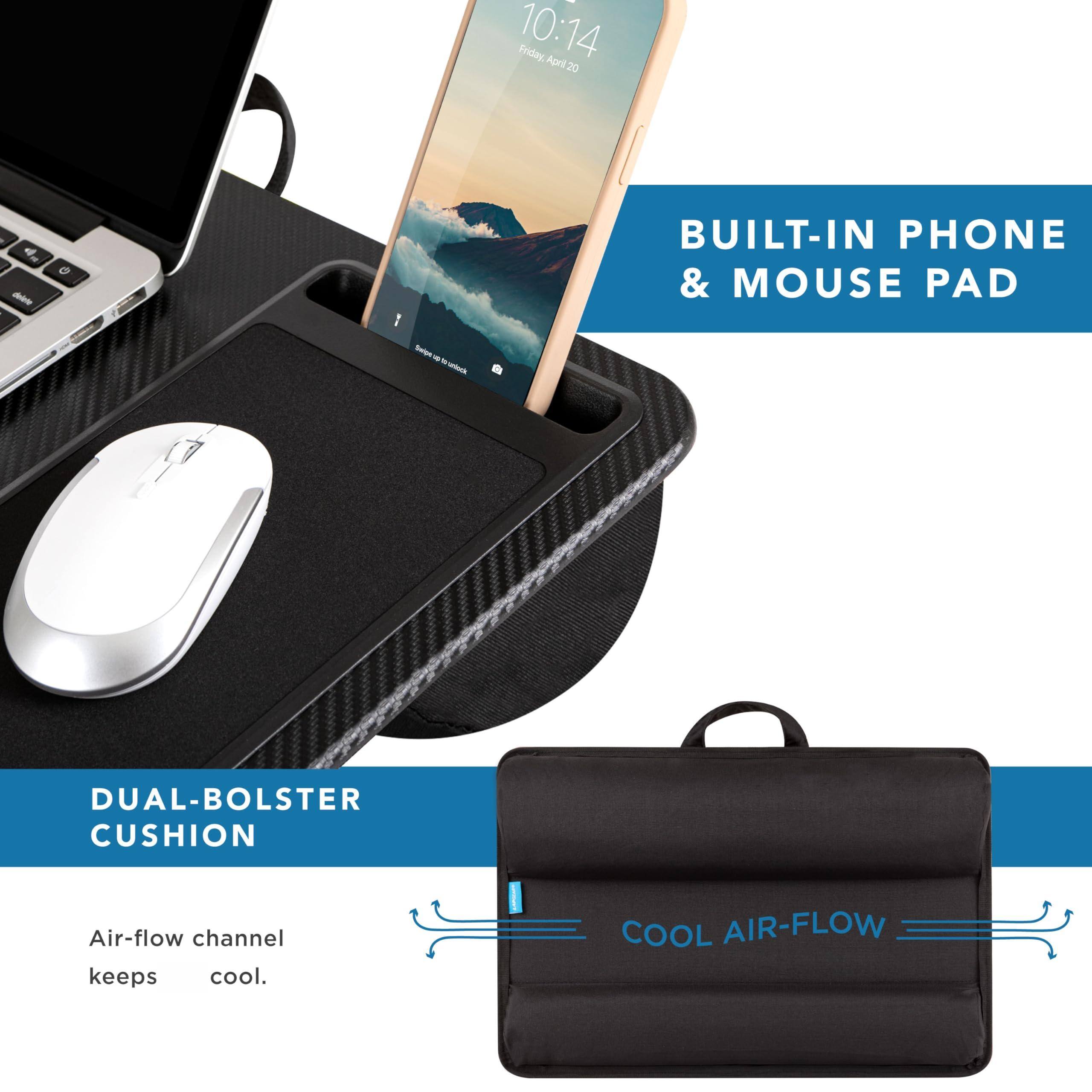 - 10:14 Friday, April 20
- BUILT-IN PHONE & MOUSE PAD
- DUAL-BOLSTER CUSHION
- Air-flow channel keeps cool.
- COOL AIR-FLOW