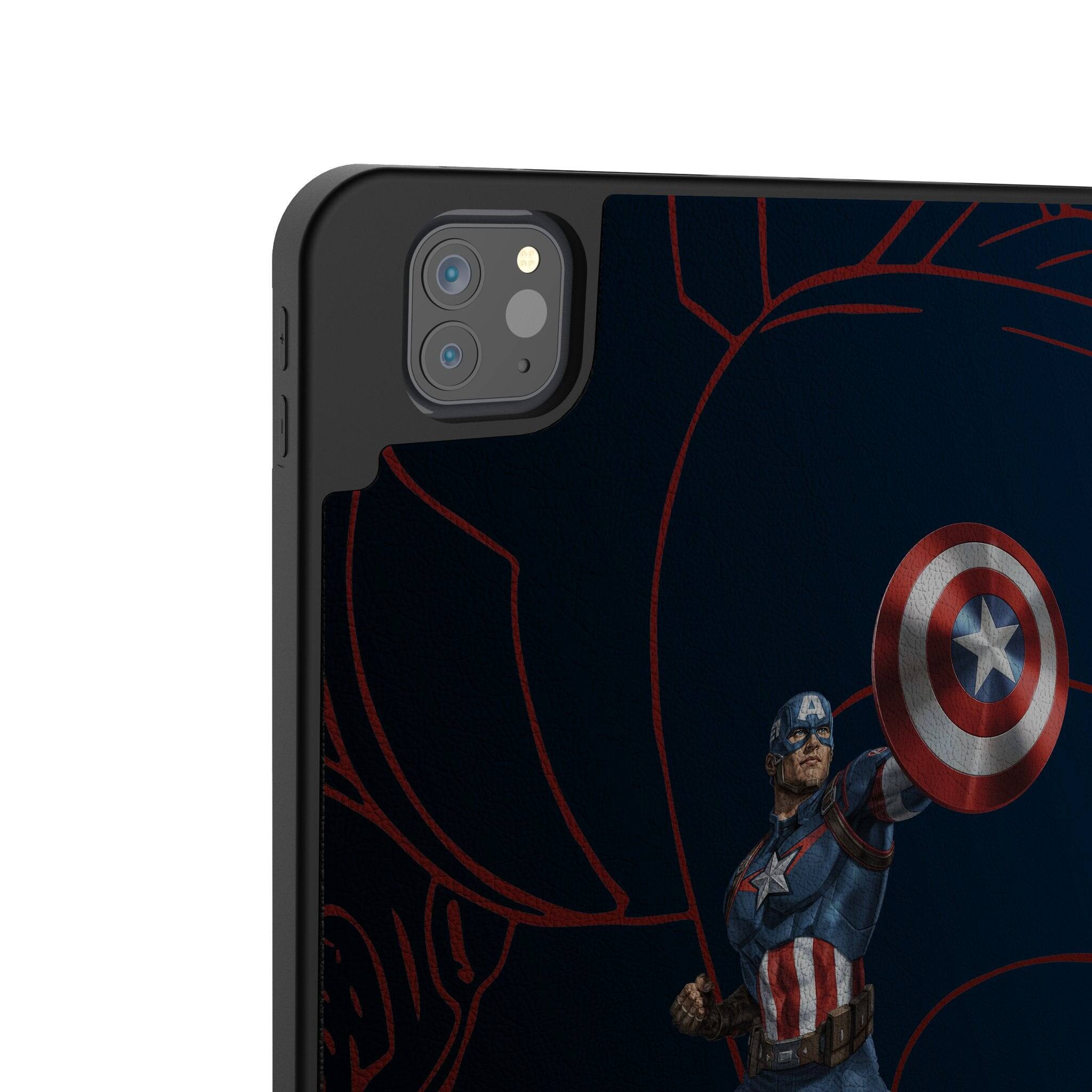 Left. Keyscaper - Marvel MechLine Tablet Case - Apple iPad Pro 13in (M4) - Captain America.