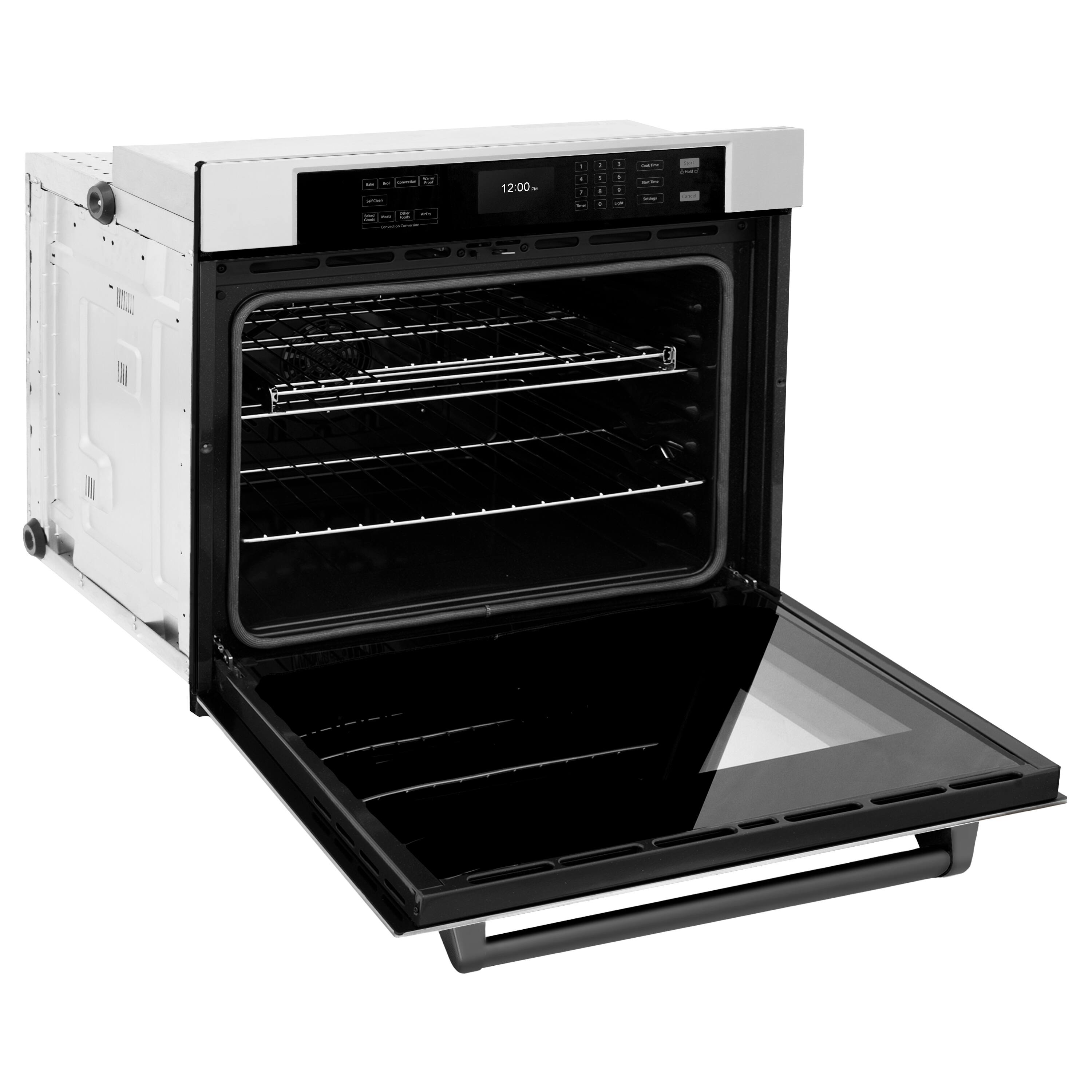 Alt View 1. ZLINE - 30 in. Autograph Wall Oven w/ Air Fry and Self Clean w/ Matte Black Handle - Stainless Steel.