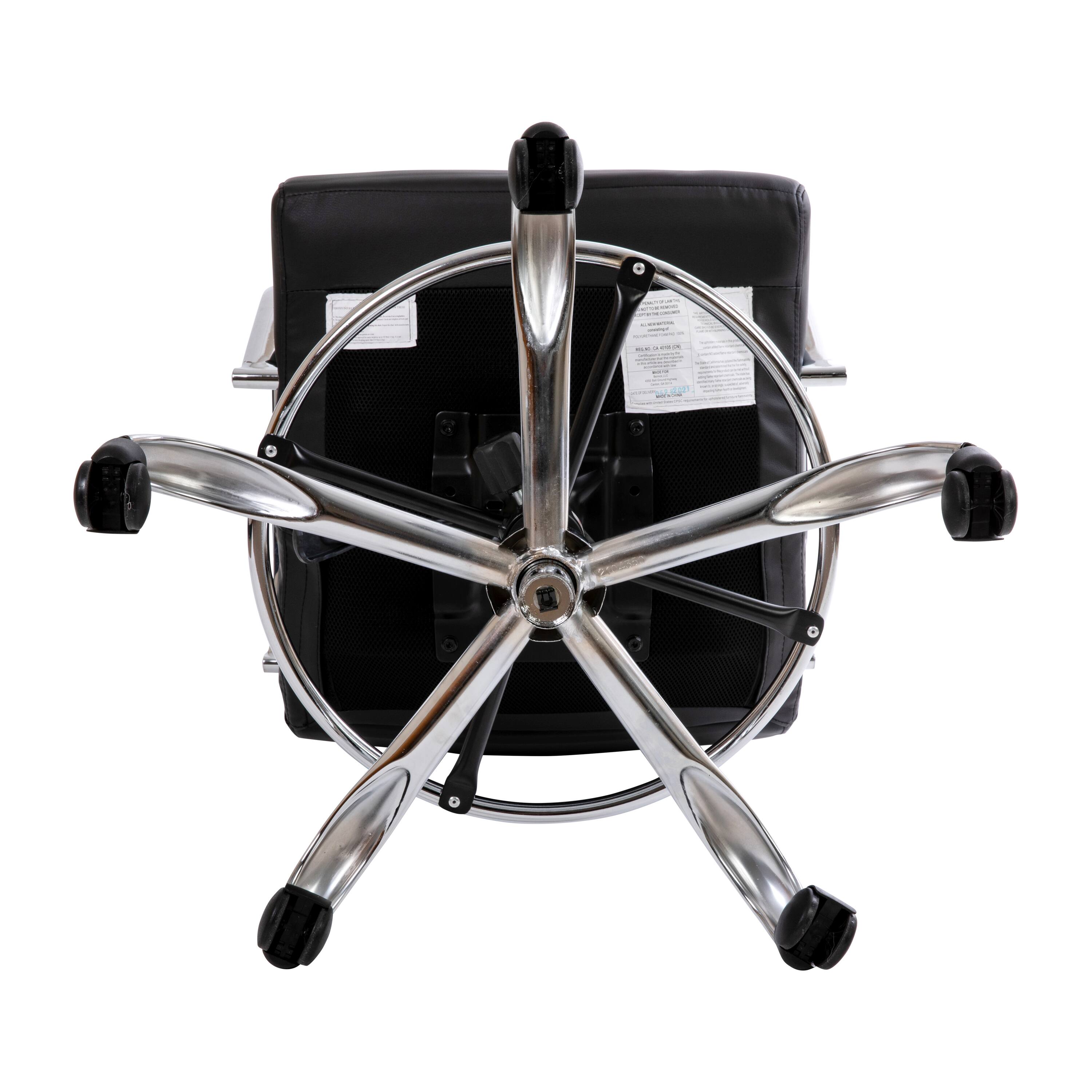 Alt View 9. Emma + Oliver - Mid-Back LeatherSoft Drafting Chair with Adjustable Foot Ring and Chrome Base - Black.