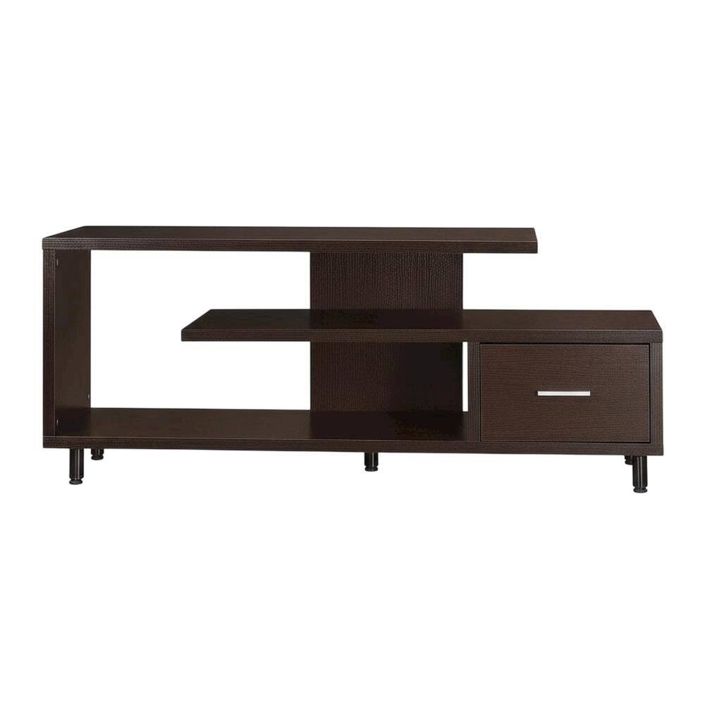 Alt View 3. FurniFact - Contemporary Brown TV Stand with 1 Drawer and Shelves for Up to 65-Inch TVs - Brown.