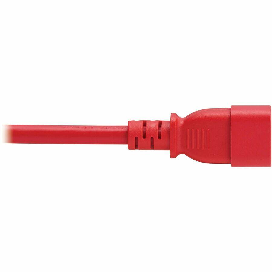 Alt View 2. Tripp Lite - Eaton Tripp Lite Series Power Cord, C14 to C21 - Heavy-Duty, 15A, 250V, 14 AWG, 2 ft. (0.6 m), Red - For Computer - Red.