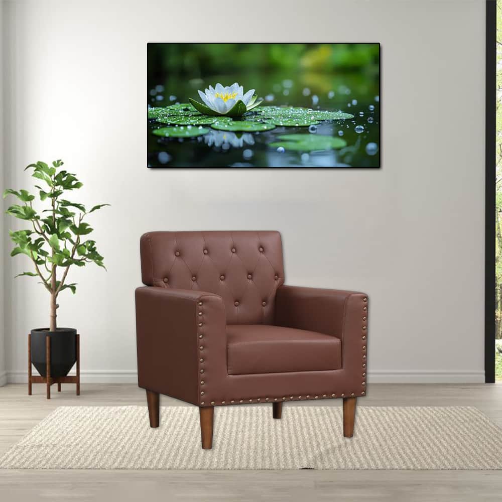 Hivvago - Vintage Style Accent Chair with Tufted Upholstery and Nailhead Trim - Brown