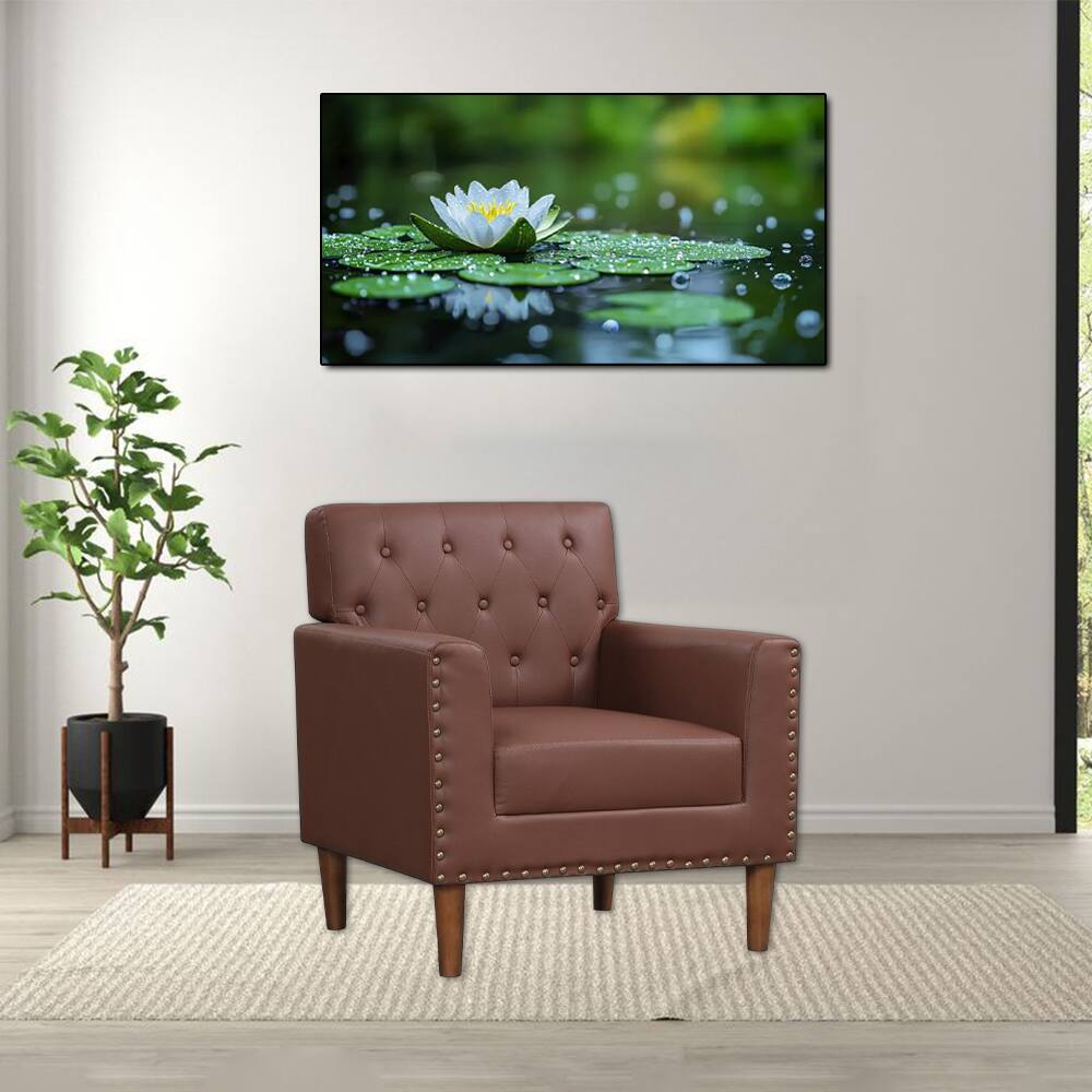 Front. Hivvago - Vintage Style Accent Chair with Tufted Upholstery and Nailhead Trim - Brown.