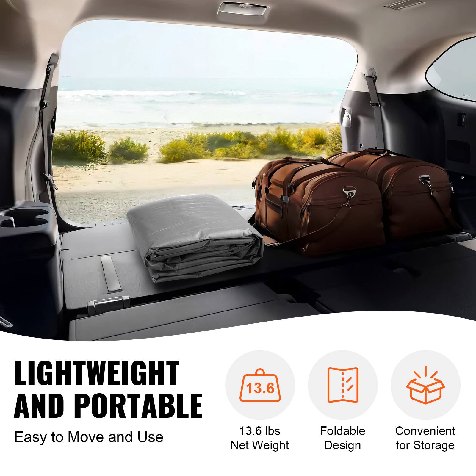 LIGHTWEIGHT AND PORTABLE

13.6 lbs
Easy to Move and Use
Net Weight
Foldable Design
Convenient for Storage