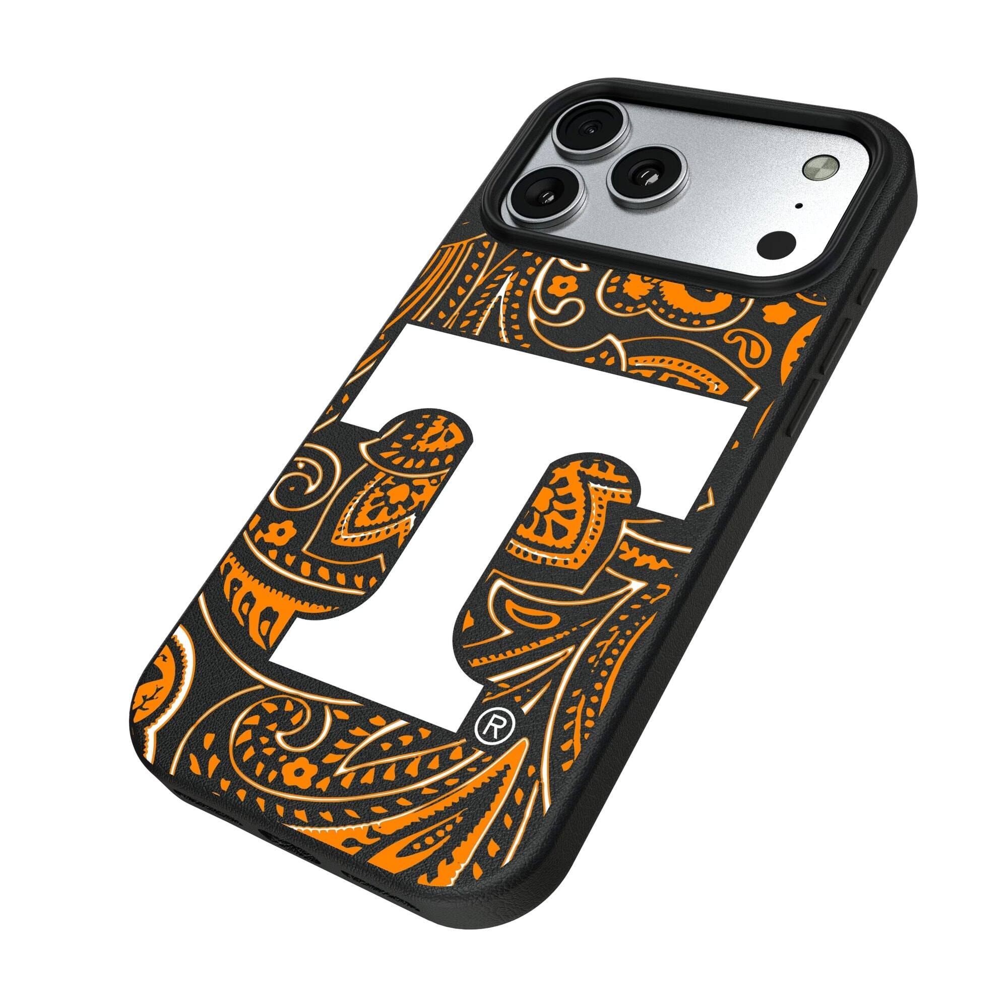 Alt View 1. Keyscaper - Tennessee Volunteers Paisley iPhone Magnetic Bump Case - 15 - Black.