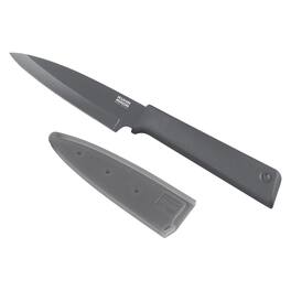 Kuhn Rikon - Colori+ Non-Stick Straight Paring Knife with Safety Sheath, 3.5-Inch - Gray