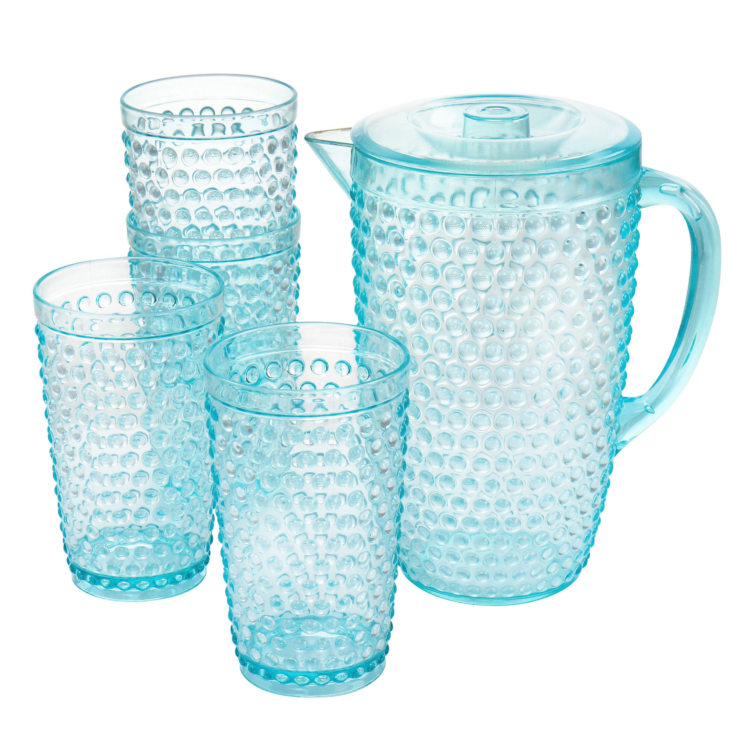Front. Gibson - Gibson Home Malone 5 Piece Plastic Pitcher and Tumbler Set in Light Blue - Light Blue.