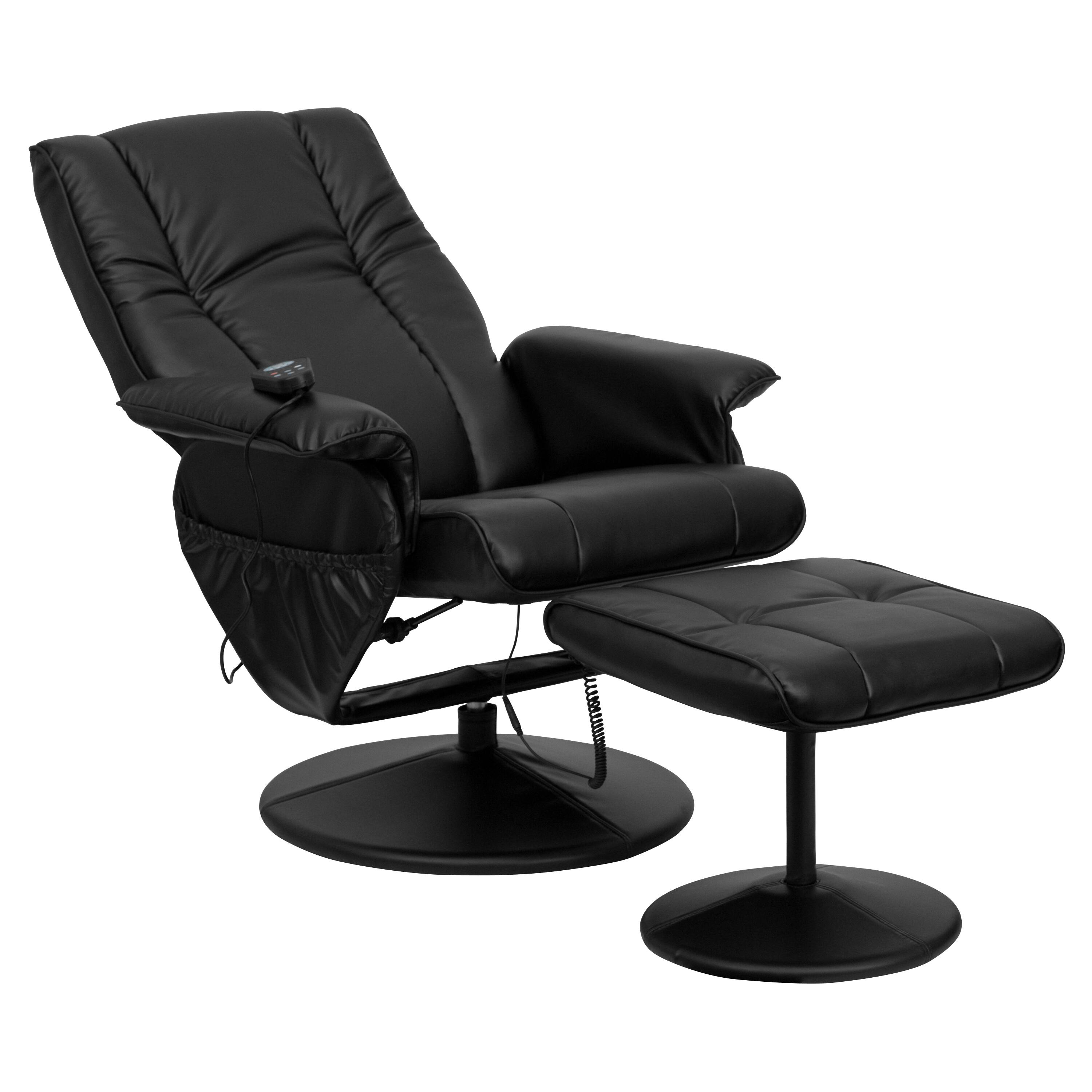 Alt View 10. Emma + Oliver - Massaging Multi-Position Recliner and Ottoman with Wrapped Base - Black.