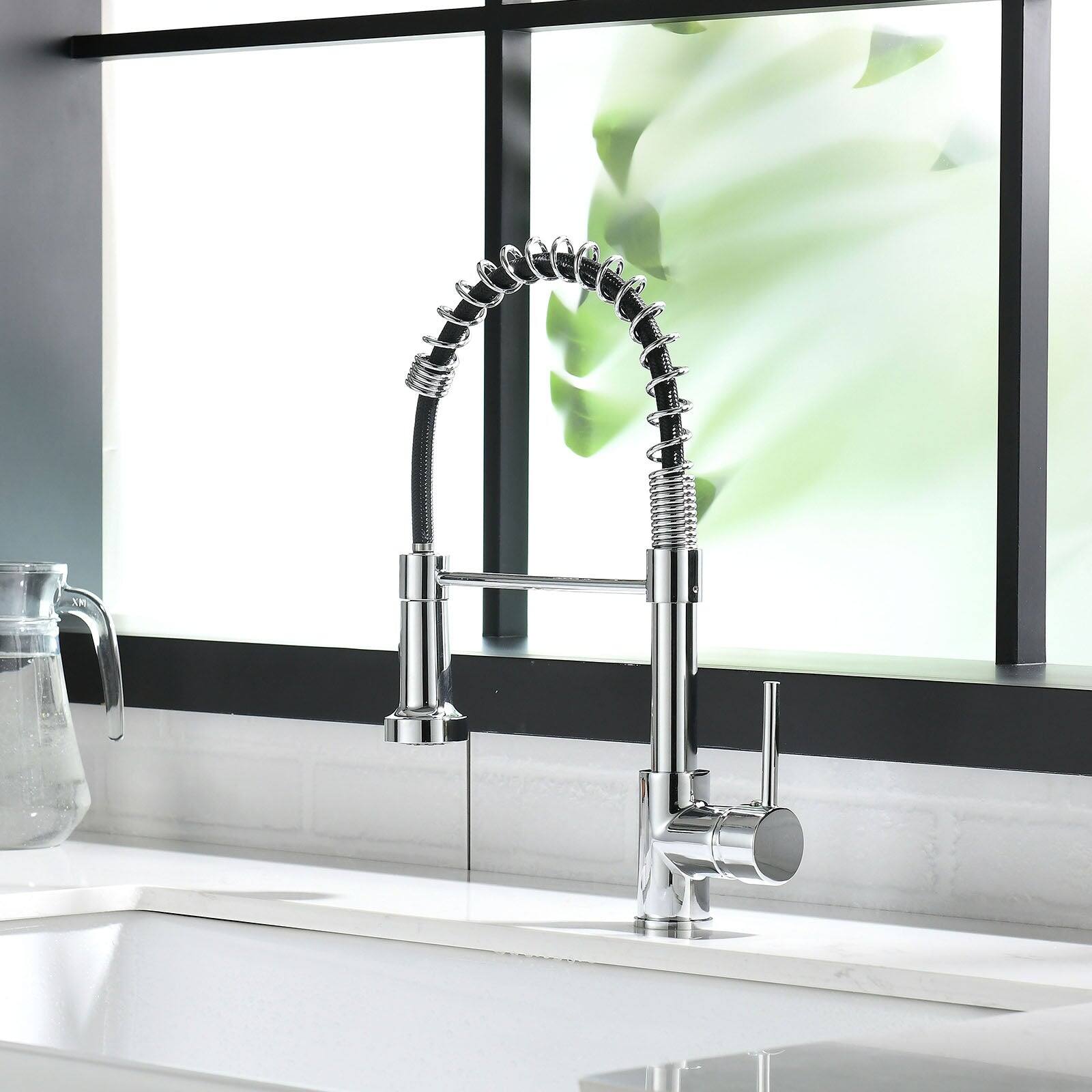 Alt View 2. Boyel Living - Silver Style Single Handle Pull Down Sprayer Kitchen Faucet - Chrome.