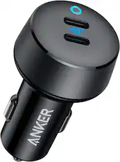 Front. Anker - Anker USB C Car Charger, 40W 2-Port PowerIQ 3.0 Type C Adapter, PowerDrive III Duo with Power Delivery - Black.