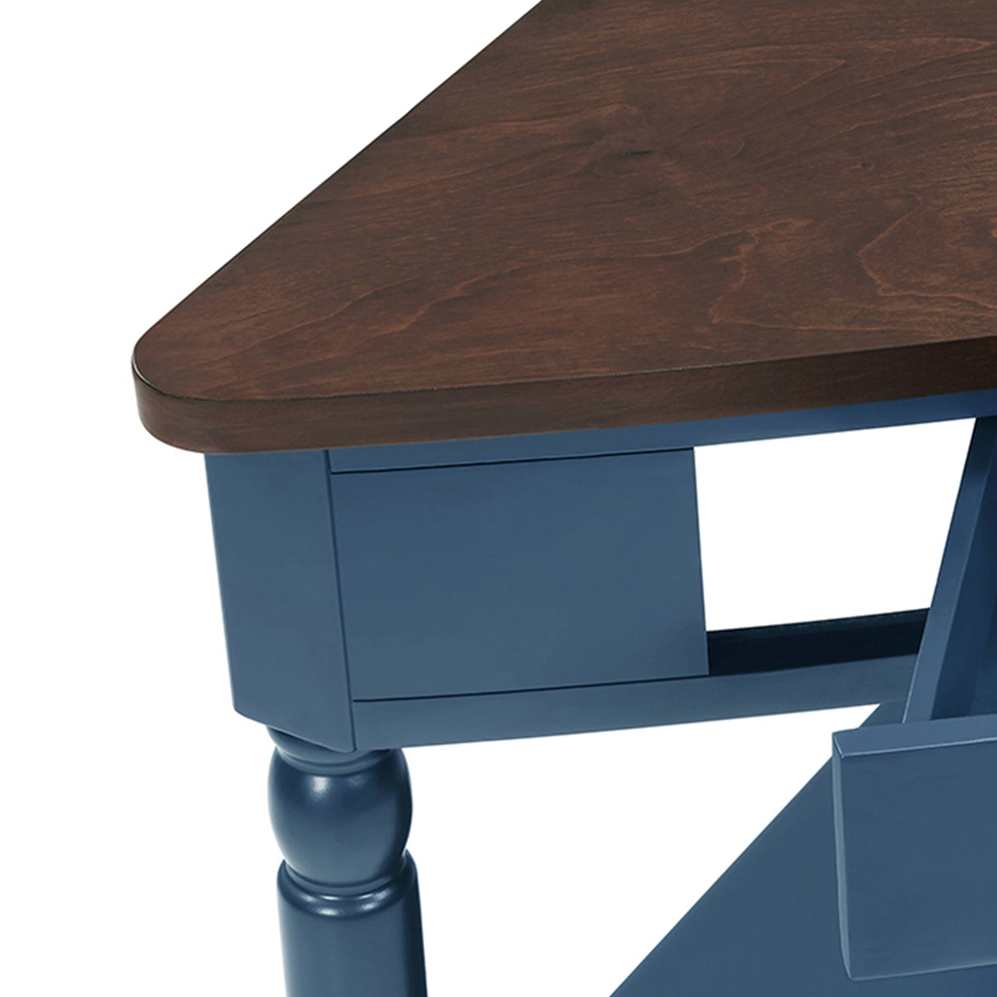 Alt View 8. GOODSILO - Compact Triangular Corner Table with Three Tiers for Space-Saving Storage and Display - Navy Blue.