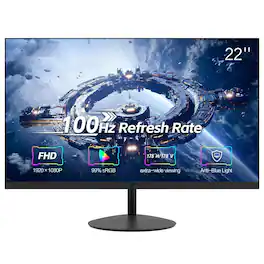 GlowWise - 22-inch FHD 100Hz Frameless Monitor, 99% sRGB, Ultra-Slim, VESA Mountable, Tilt Adjustment, HDMI & VGA - Blank