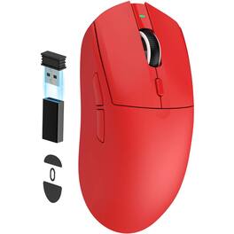 Luckbyte - 59g Ultra-Lightweight Wireless Gaming Mouse - Flagship 26K DPI Sensor, Dual Mode & 80M Click Ergonomic Design - Wireless - Red